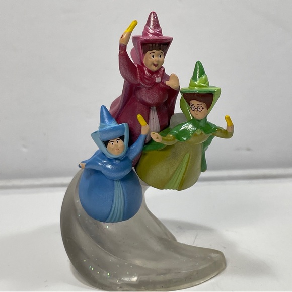 Disney Sleeping Beauty 3 Fairy Godmothers Cake Topper Flora Fauna Merryweather - Picture 1 of 10